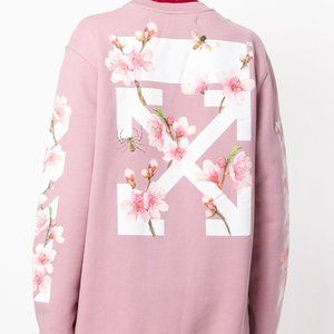 Off-White Pink Cherry Blossom Sweatshirt Dress